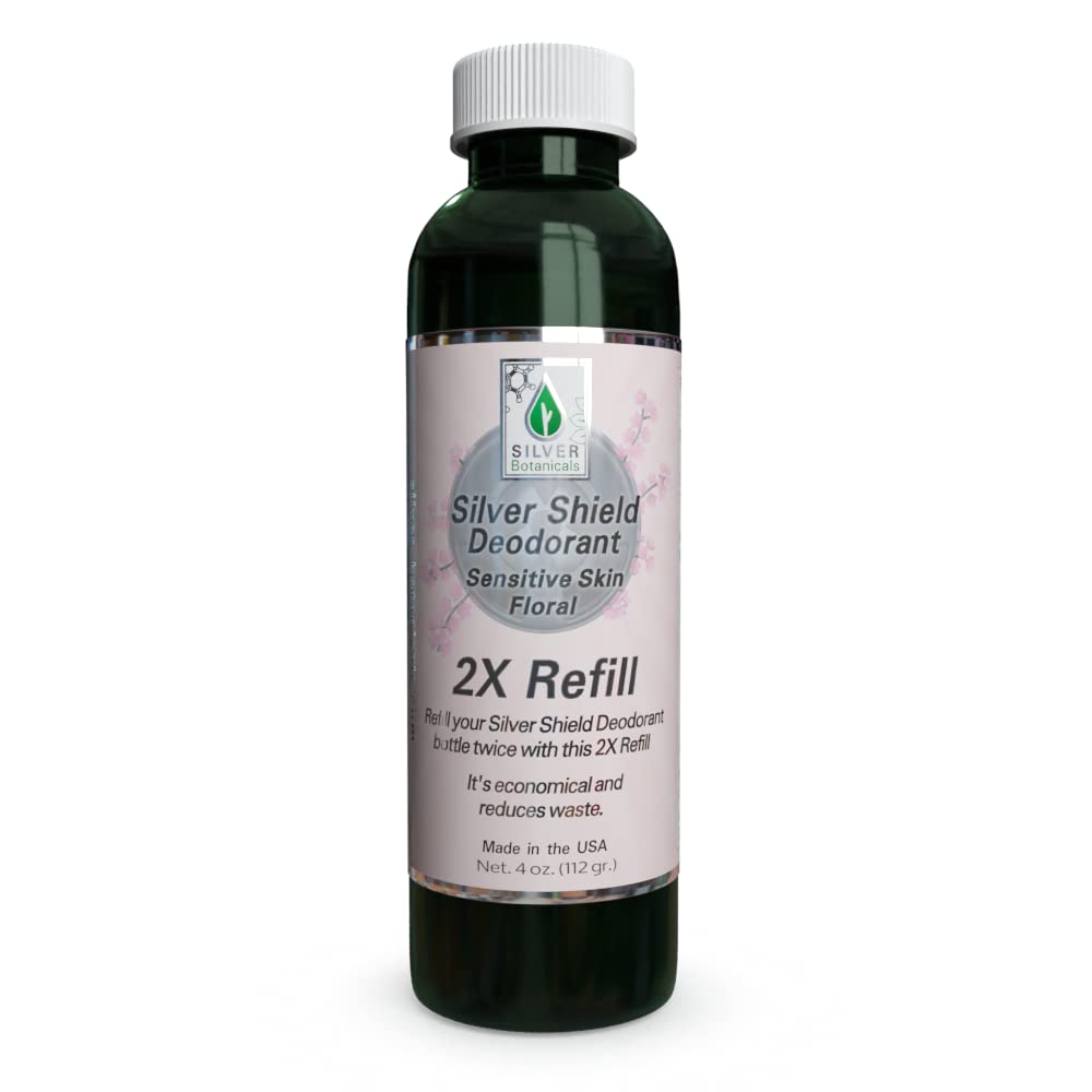 Silver Shield Deodorant - Sensitive Skin Formula - Floral Scent | All Natural Colloidal Silver Deodorant (2X Refill, 4 oz.)