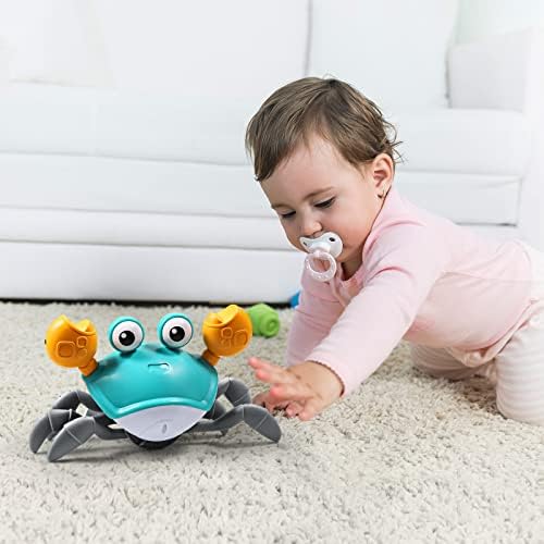 Aprilwolf Escape Crawling Baby Crab Toy, Tummy Time Baby Toys, Sensing Interactive Walking Dancing with Music Sounds & Lights, Infant Fun Birthday Toddler Boy Girl Pet Dog(Rechargable)