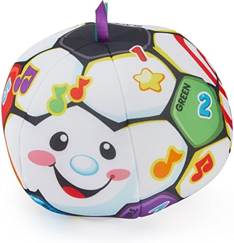 Fisher-Price Laugh & Learn Baby to Toddler Toy Singin’ Soccer Ball Plush with Music & Educational Phrases for Ages 6+ Months