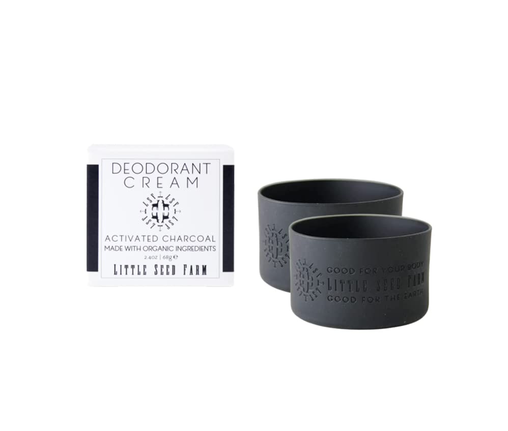 Little Seed Farm All Natural Deodorant Cream, Aluminum Free Deodorant for Women or Men, 2.4 Ounce - Activated Charcoal + Black Jar Sleeves