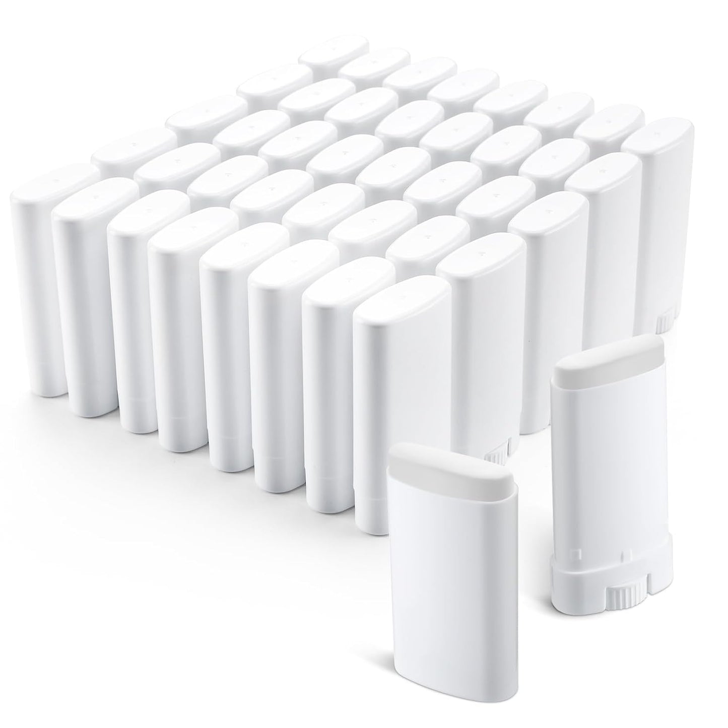 100 Pcs Plastic Empty Deodorant Containers 1/2 oz Travel Deodorant 15ml Refillable Deodorant Tubes Oval Lip Balm Tubes for Lip Balm Deodorant DIY (White)