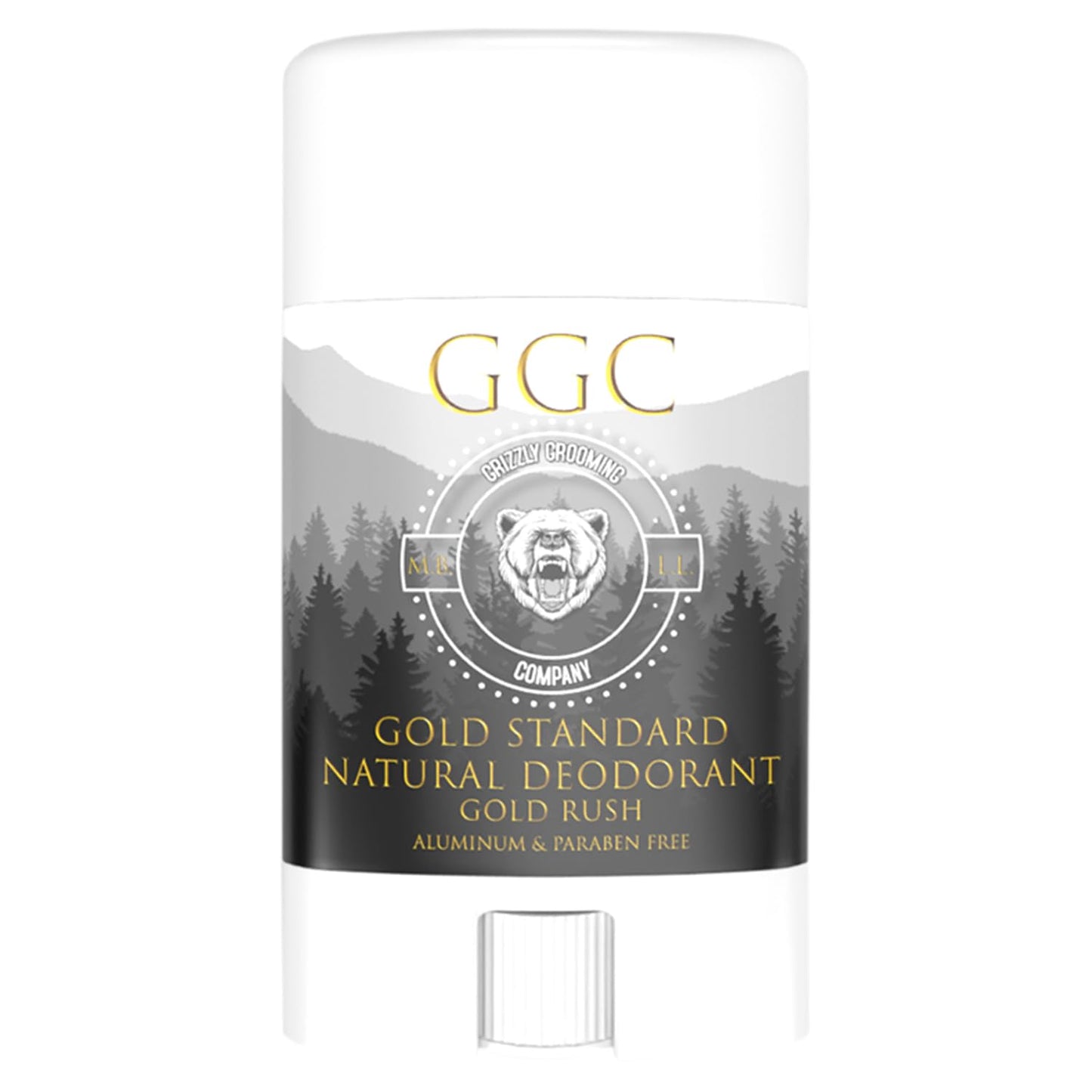 Grizzly Grooming Co. Gold Standard Natural Deodorant for Men, Aluminum Free, Long-Lasting Protection with Organic Shea Butter and Coconut Oil, Signature Gold Rush Scent
