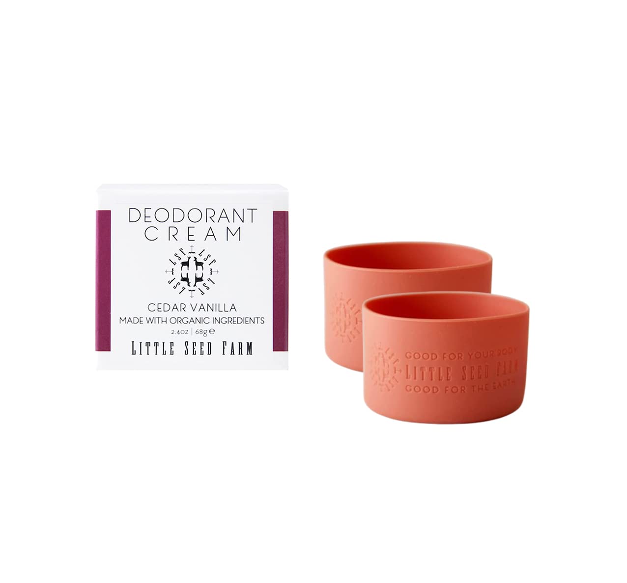 Little Seed Farm All Natural Deodorant Cream, Aluminum Free Deodorant for Women or Men, 2.4 Ounce - Cedar Vanilla + Terracotta Red Jar Sleeves