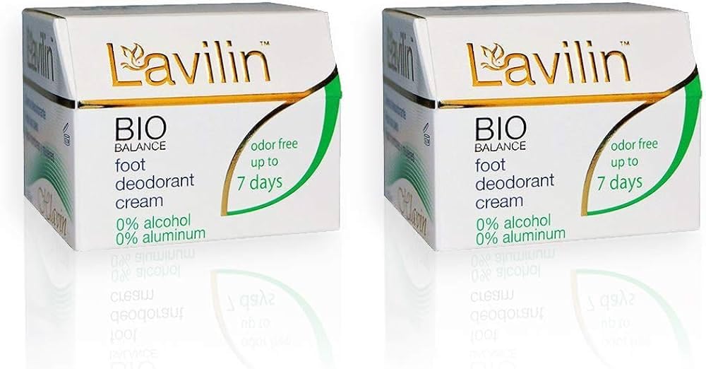 Lavilin Bio Balance Foot Deodorant Cream - Up to 7 DAYS Long-Lasting Foot Odor Control - Aluminum Free, Alcohol Free and Paraben Free (2 Pack)