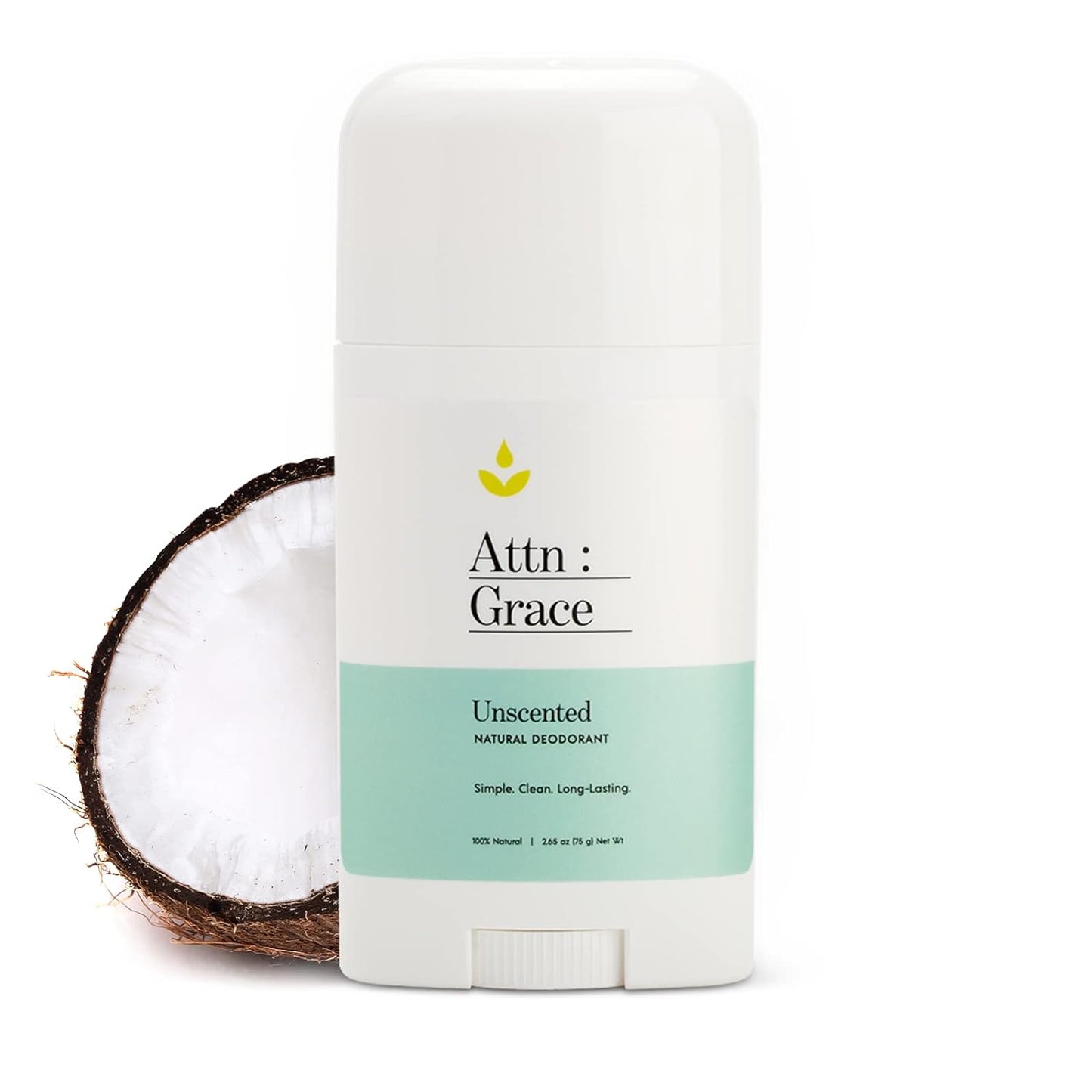 Attn: Grace Aluminum-Free Deodorant - All Natural Long Lasting and All Day Odor and Sweat Protection - No Harsh Chemicals, Vegan, Baking Soda Free, and Cruelty-Free (Unscented)