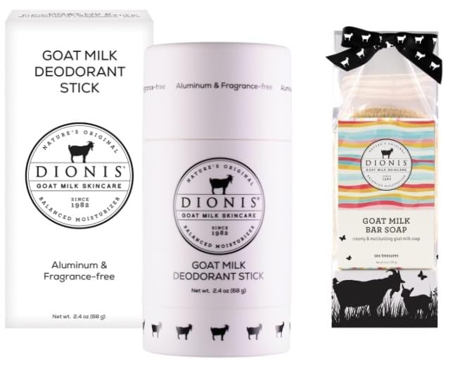 Dionis Goat Milk Skincare Deoderant Stick + Goat Milk Sea Treasures Ultimate Bar Soap Shower & Bath 3 Pc Travel Set