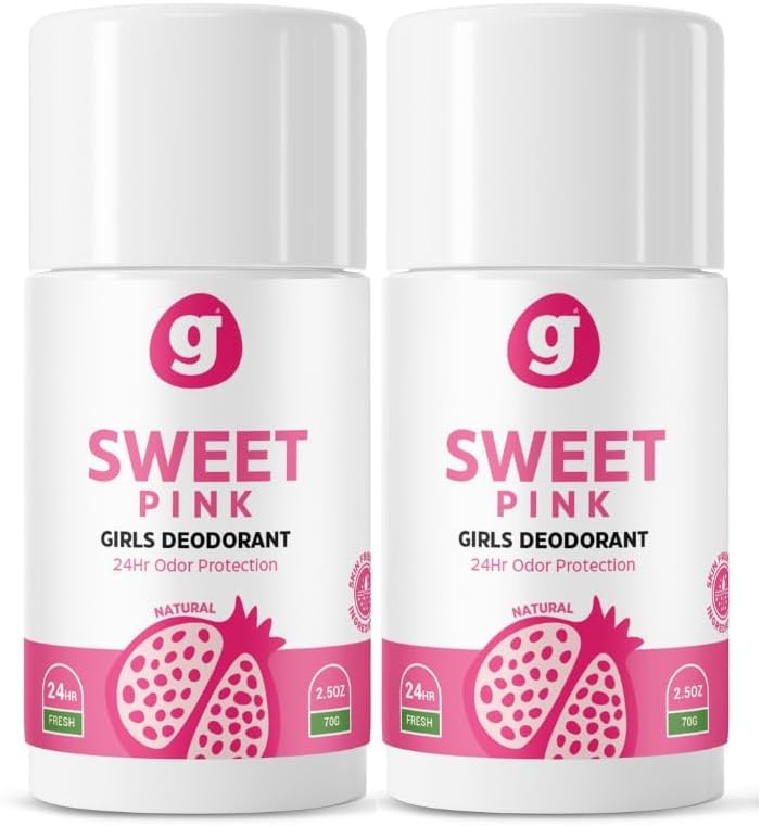 Sweet Pink deodorant - Non-Toxic, Natural Deodorant for Girls, Safe for Kids | Hypoallergenic | 24-Hour Body Odor Protection | High Performance | Aluminum-Free | (Set of 2)