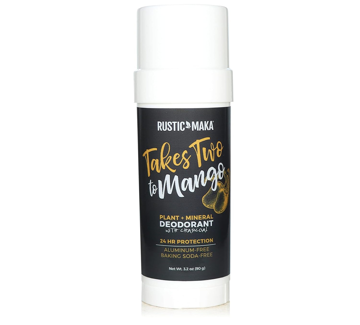 Rustic MAKA Natural Deodorant, Takes Two To Mango (Mango + Lime), Free of Aluminum, Baking Soda & Parabens, Activated Charcoal + Magnesium, Continuous Odor Control