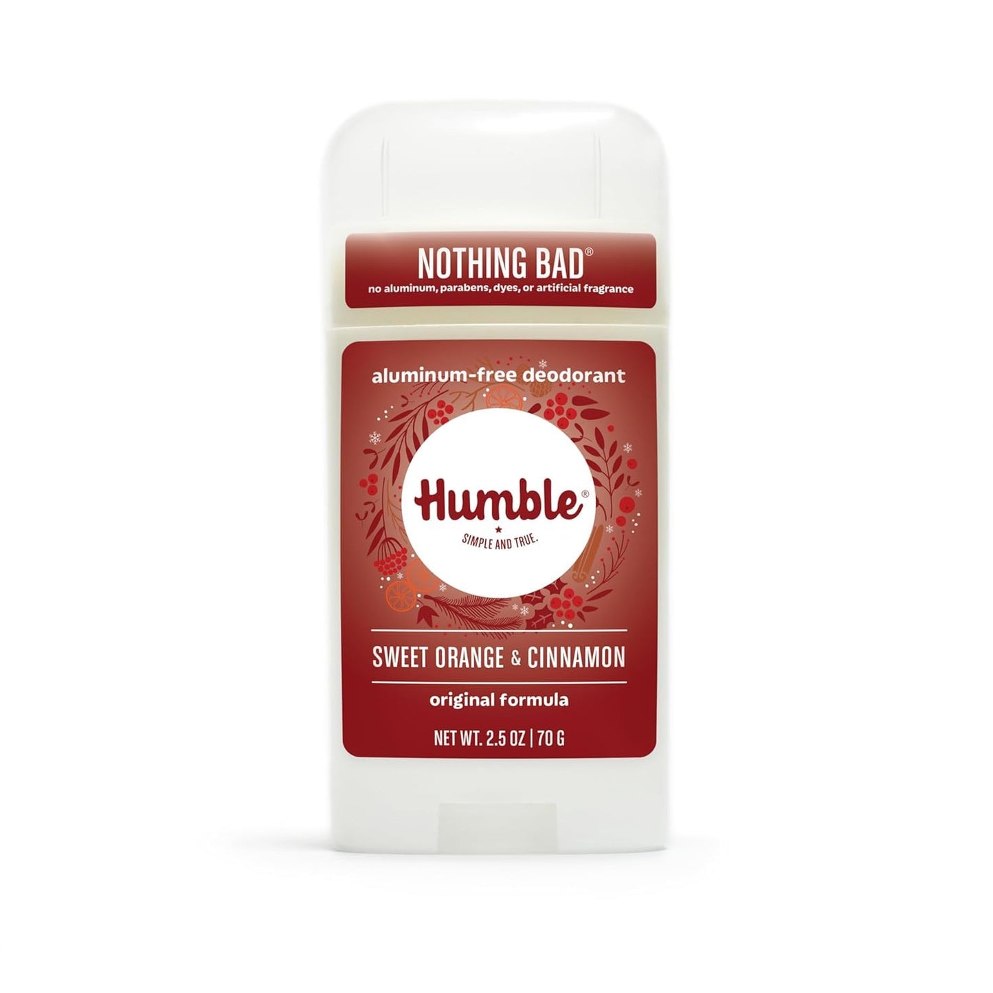Humble Brands All Natural Aluminum Free Deodorant Stick for Women and Men, Lasts All Day, Safe, and Certified Cruelty Free, Sweet Orange and Cinnamon, Pack of 1