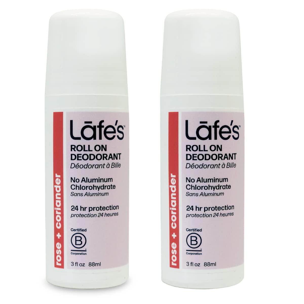 Lafe's Natural Deodorant | 3 Ounce Roll-On Aluminum Free Natural Deodorant | Rose & Coriander (2 Pack)