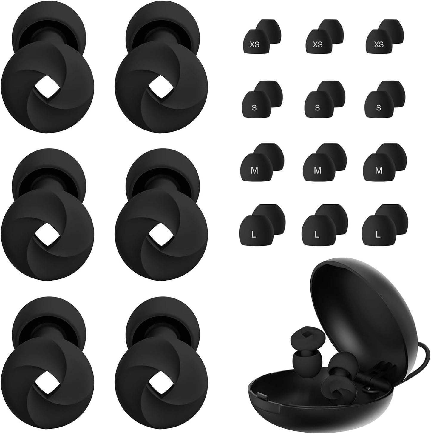 3 Pairs Ear Plugs for Sleeping, Reusable Ear Plugs for Noise Cancelling, Soft Silicone Hearing Protection Earplugs for Sleep, Work, Noise Sensitivity, Study, Snoring, Concert, Swimming 24dB-33dB