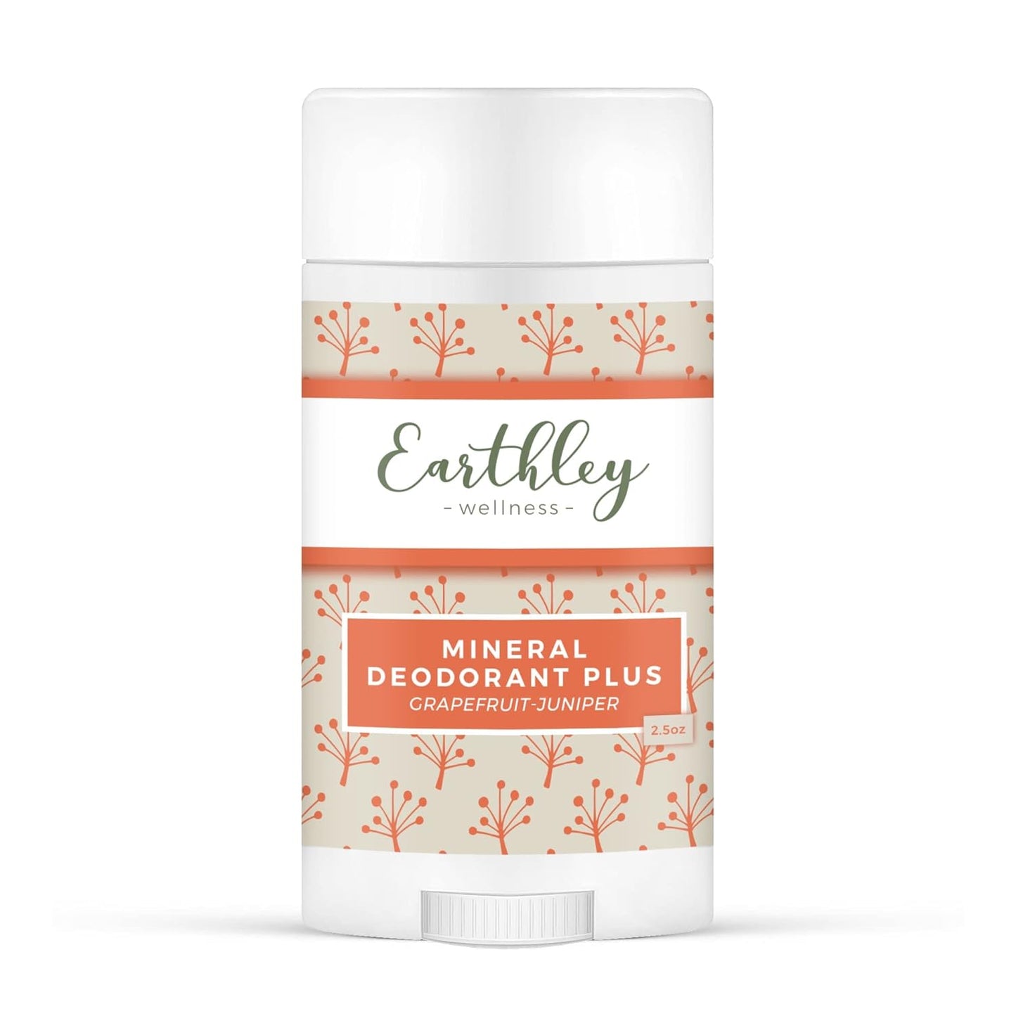 Earthley Wellness, Mineral Deodorant Plus, All Natural Deodorant, Eliminates Scent, Promotes Lymphatic System Health, Improves Pit Health, Vegan, Aluminum Free (2.5oz) (Grapefruit-Juniper)