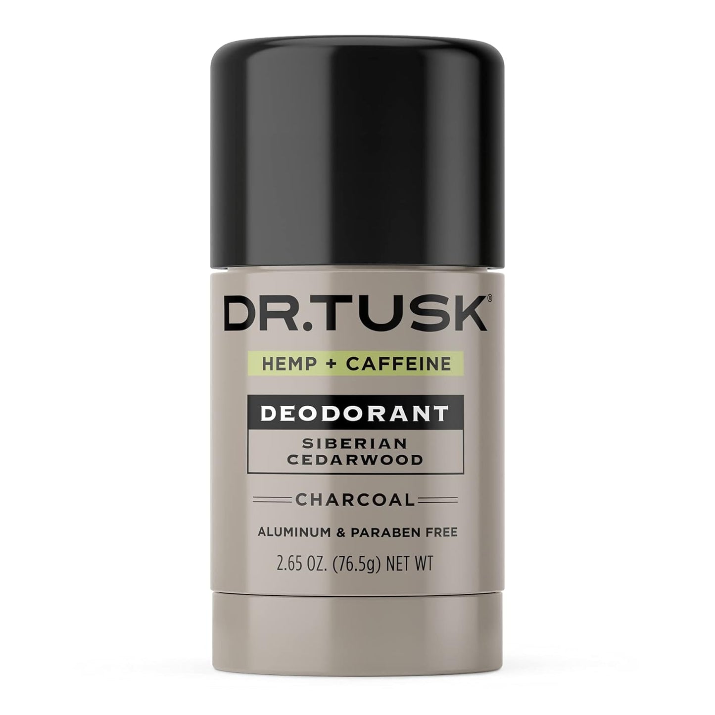 DR.TUSK Mens Deodorant | Natural Aluminum Free Antiperspirant for Men | Hempseed Oil, Caffeine & Charcoal | Siberian Cedarwood | Non-toxic | 2.65oz