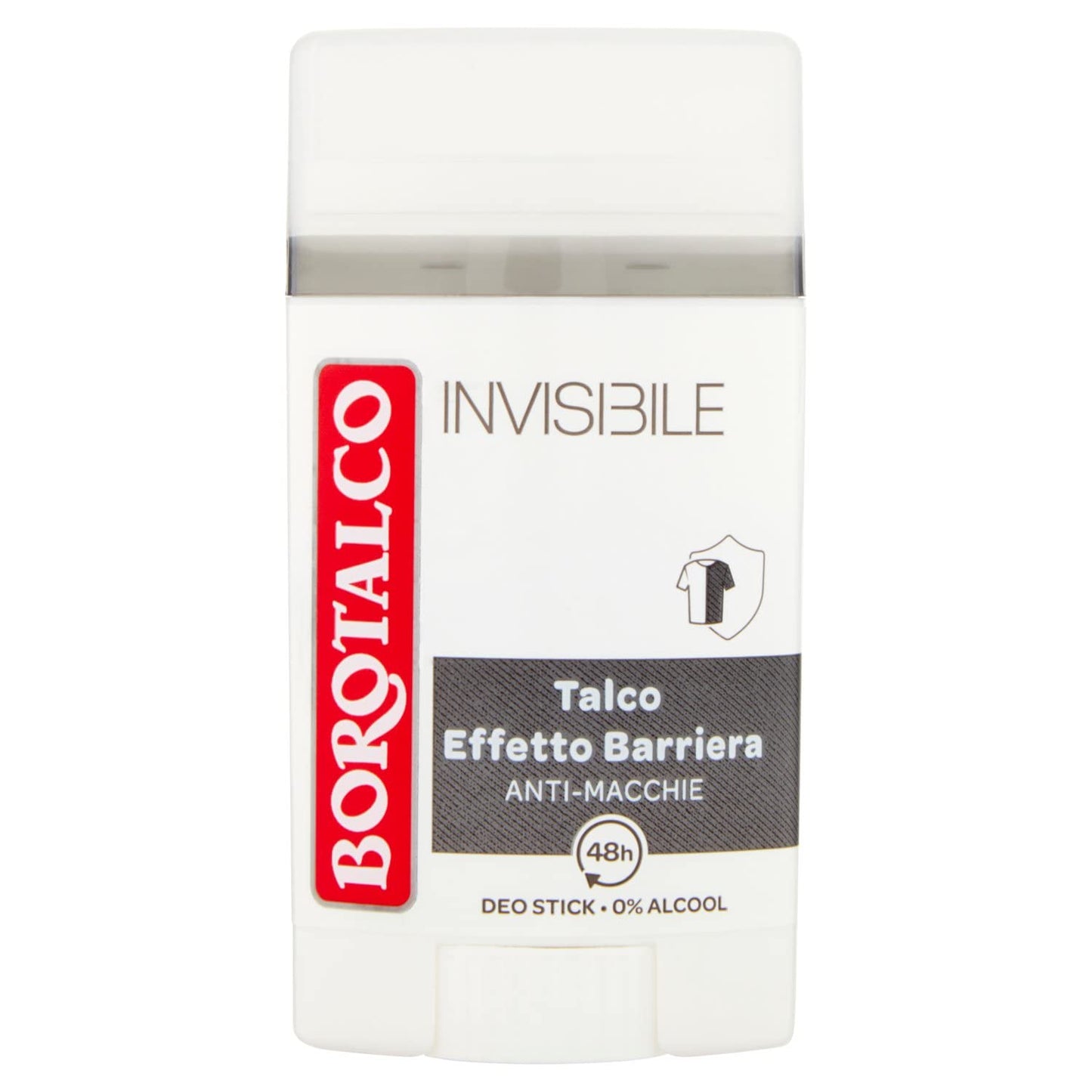 Borotalco Deodorante Stick Invisible Grigio, Formato 40 ml - Roll On Invisible Talc Barrier Effect 1.3 Fl Oz made in Italy