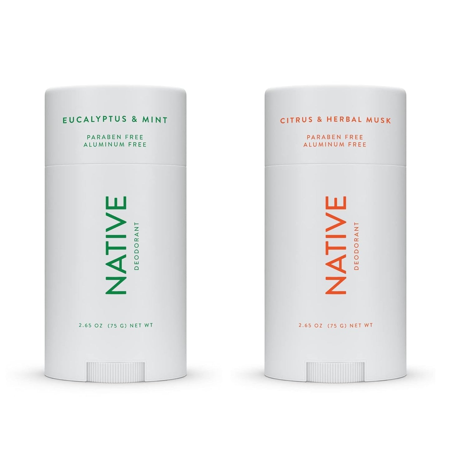 Native Deodorant | Natural Deodorant for Women and Men, Aluminum Free with Baking Soda, Probiotics, Coconut Oil and Shea Butter | Eucalyptus & Mint and Citrus & Herbal Musk - Variety Pack of 2