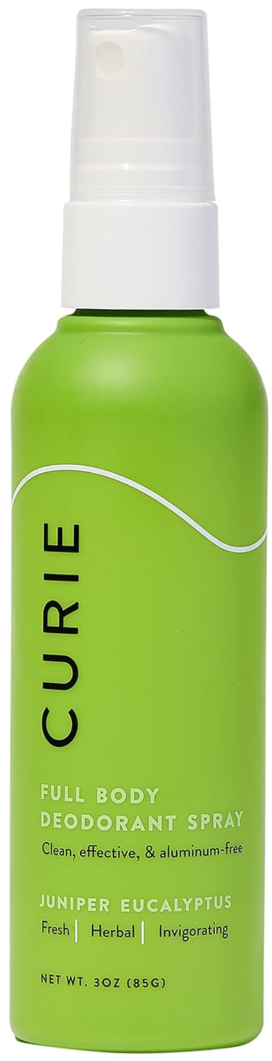 Curie Full Body Spray Deodorant for Men and Women, Aluminum Free Deodorant with No Baking Soda, 3oz (Juniper Eucalyptus)