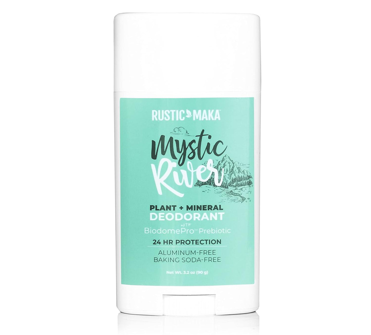 Rustic MAKA Natural Deodorant for Women and Men, Mystic River, Prebiotic, Cruelty-Free, Free of Aluminum and Parabens, Continuous Odor Control