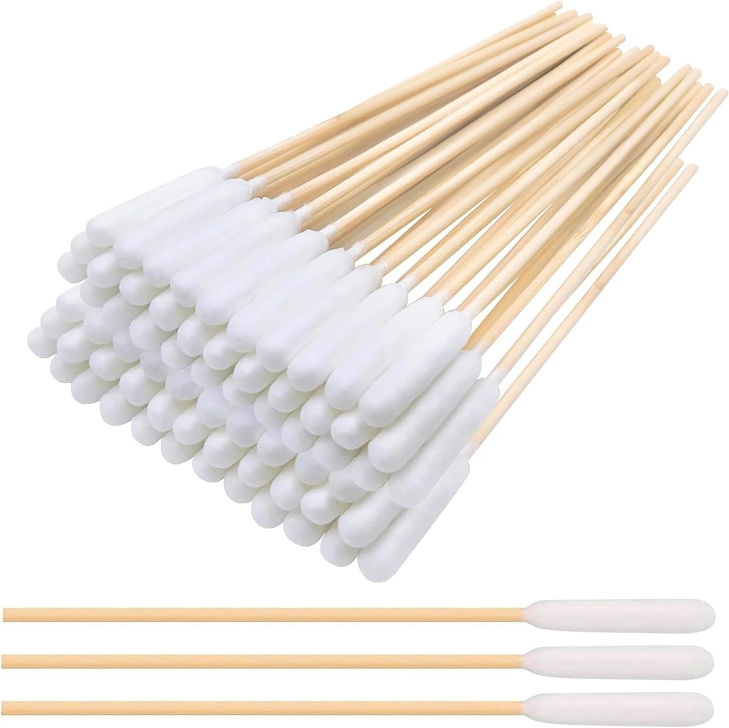 AnimoGoods™ 6 Inch Long Cotton Swabs for Dog Grooming - Eco-Friendly Q-Tips for Cats and Dogs - Dog Ear Cleaning Swabs - 100% Organic Bamboo and Cotton - 100pcs