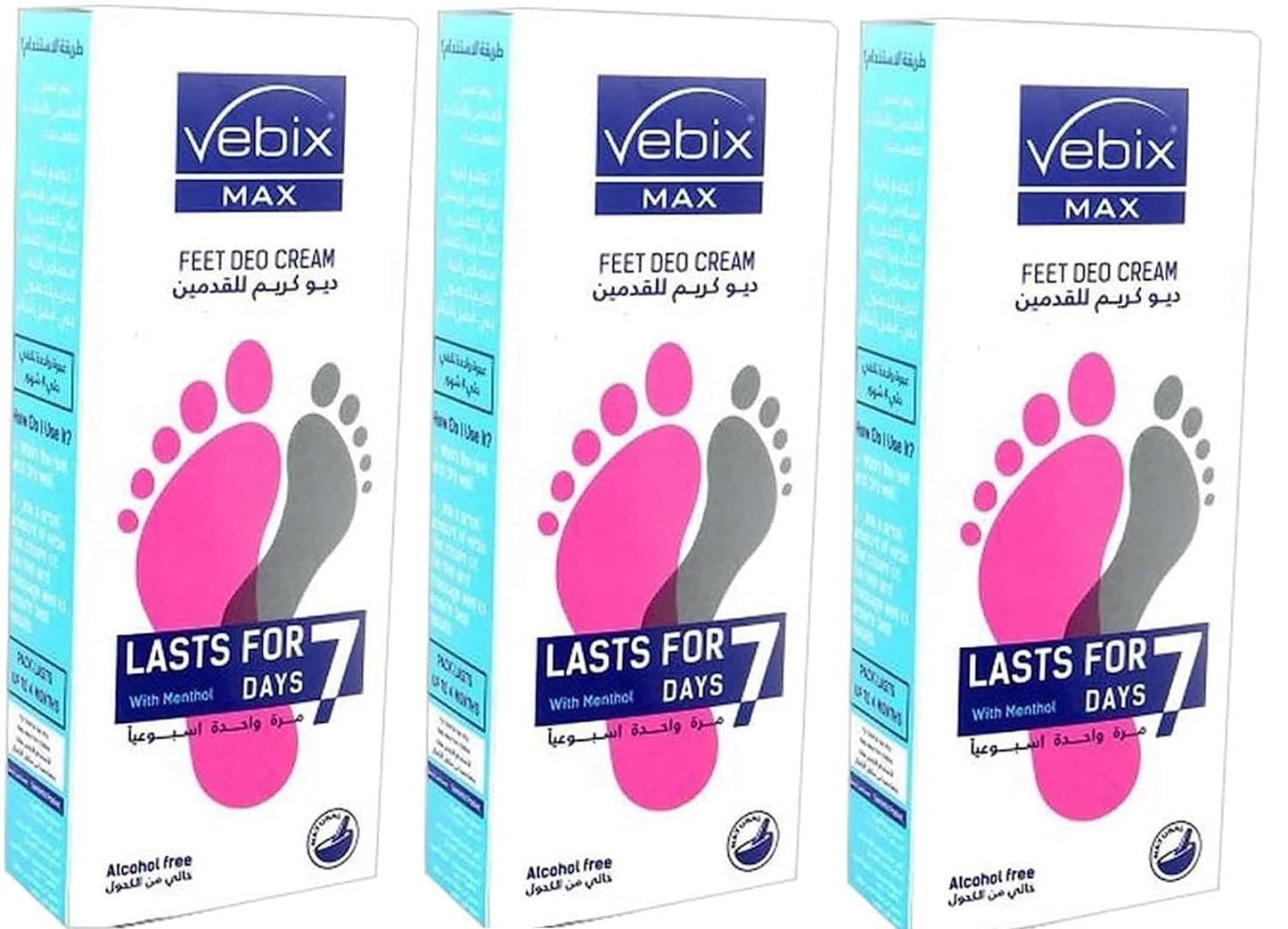 3Pack Vebix Max Feet Deodorant Cream - 10 gm
