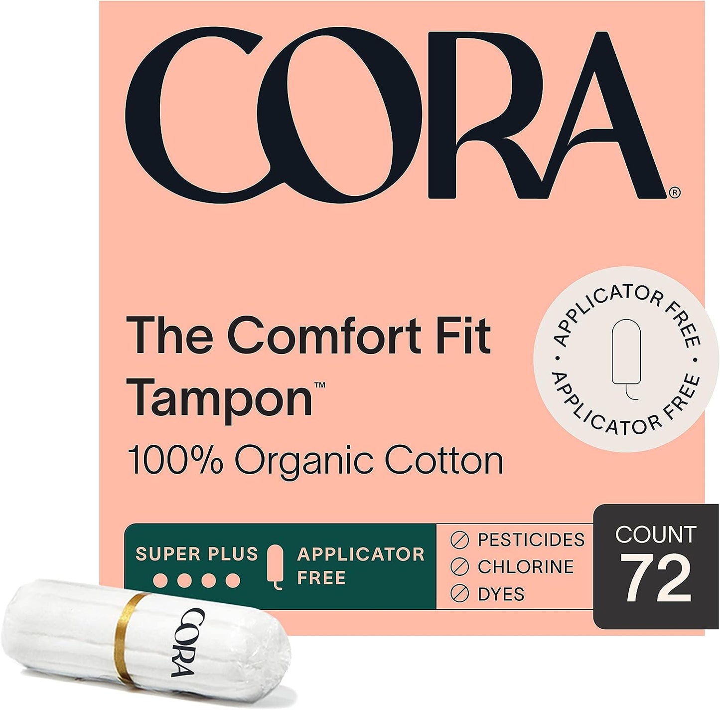 Cora 100% Organic Cotton Non-Applicator Tampons | Ultra-Absorbent, Unscented, Natural, Non-Toxic, Applicator Free | Eco-Conscious (36 S/S+ Tampons) - Premium Tampons from Concordia Style Boutique - Just $21.17! Shop now at Concordia Style Boutique