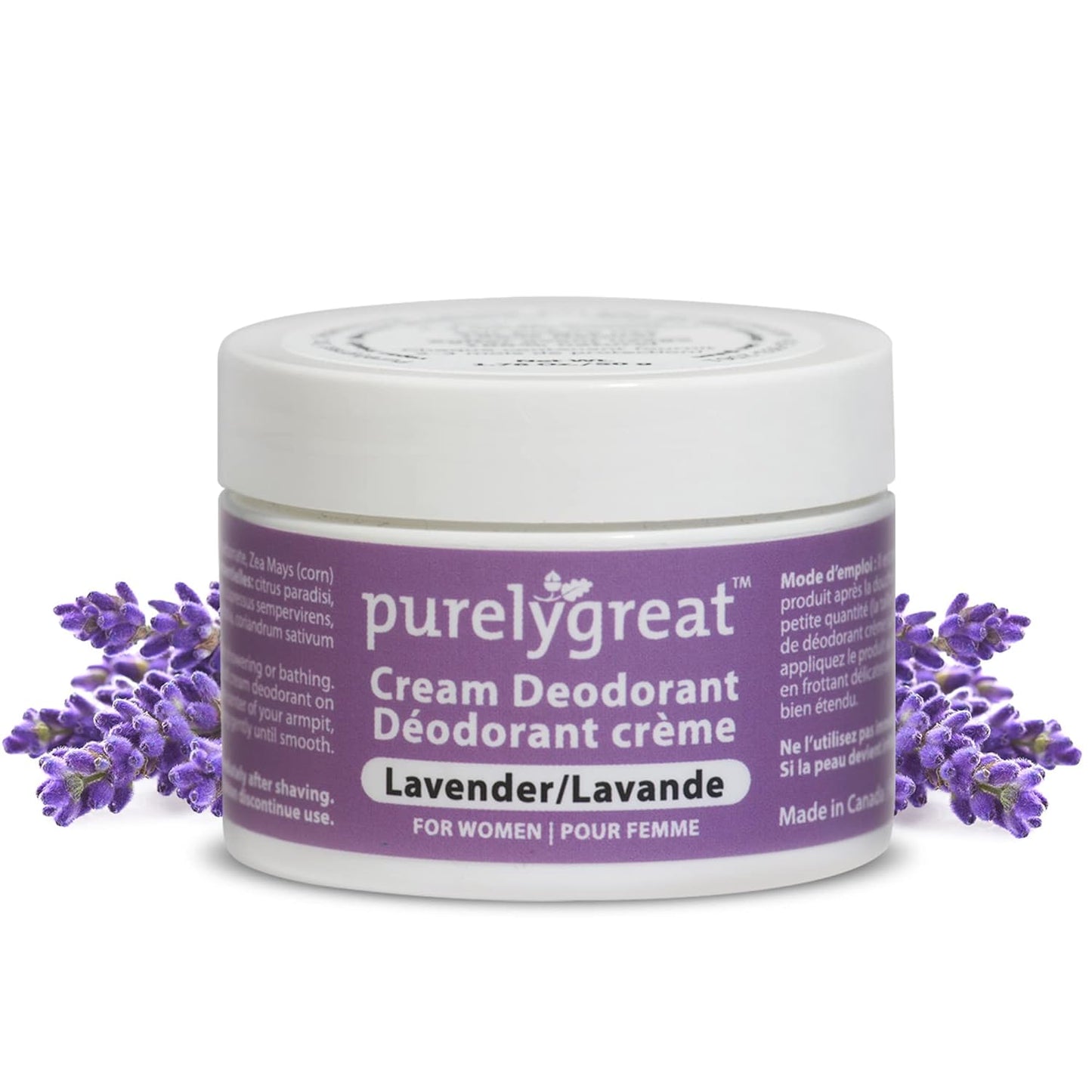 Cream Deodorant, Aluminum-Free, Deodorant Cream for Lasting Odor Control, Vegan, Cruelty-Free Natural Deodorant for Women, Contains No Chemicals, Parabens, or BPA, Lavender Scent, 1.76oz