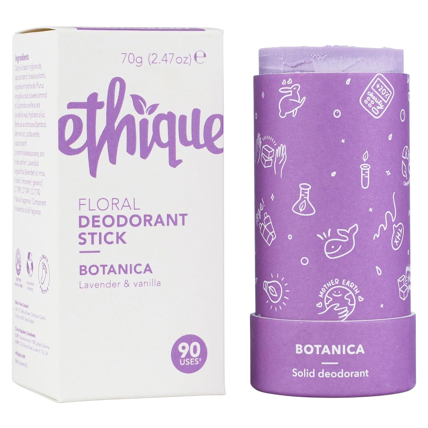 Ethique Botanica Floral Deodorant Bar for Men & Women - Natural Aluminum-Free, Plastic-Free, Vegan, Cruelty-Free, Eco-Friendly, 2.47 oz (Pack of 1)…
