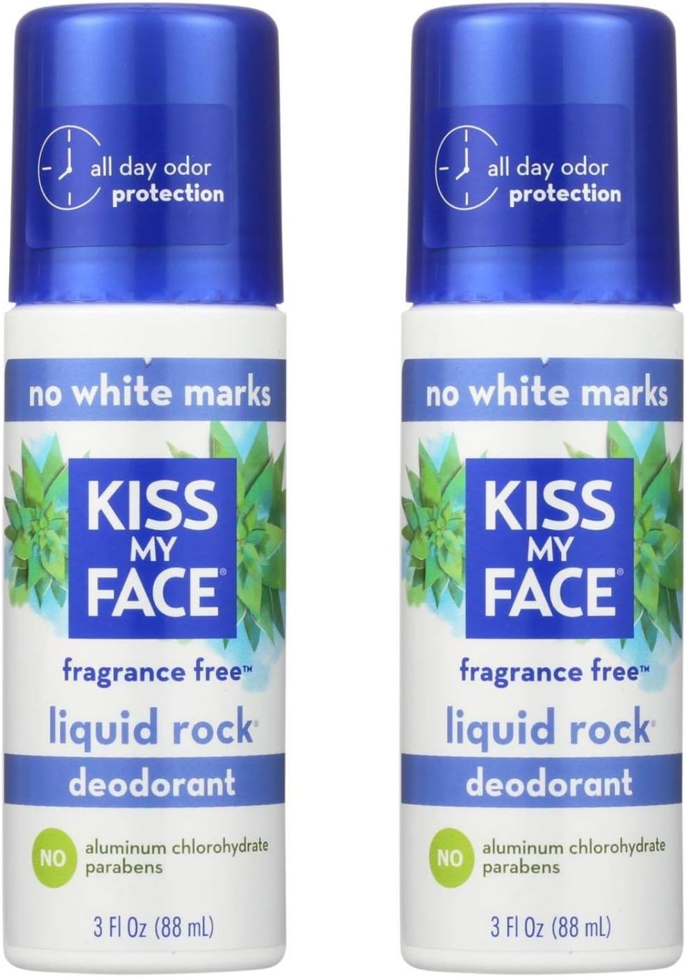 Kiss My Face Paraben Free Liquid Rock Roll-On Deodorant, Fragrance Free, 3 Fl Oz (Pack of 2)