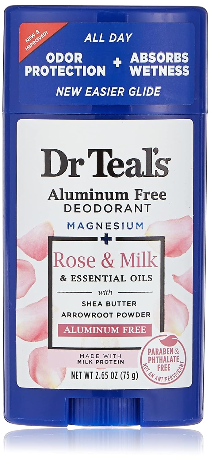 Dr. Teal's Deodorant Rose & Milk 2.65 Ounce Aluminum-Free