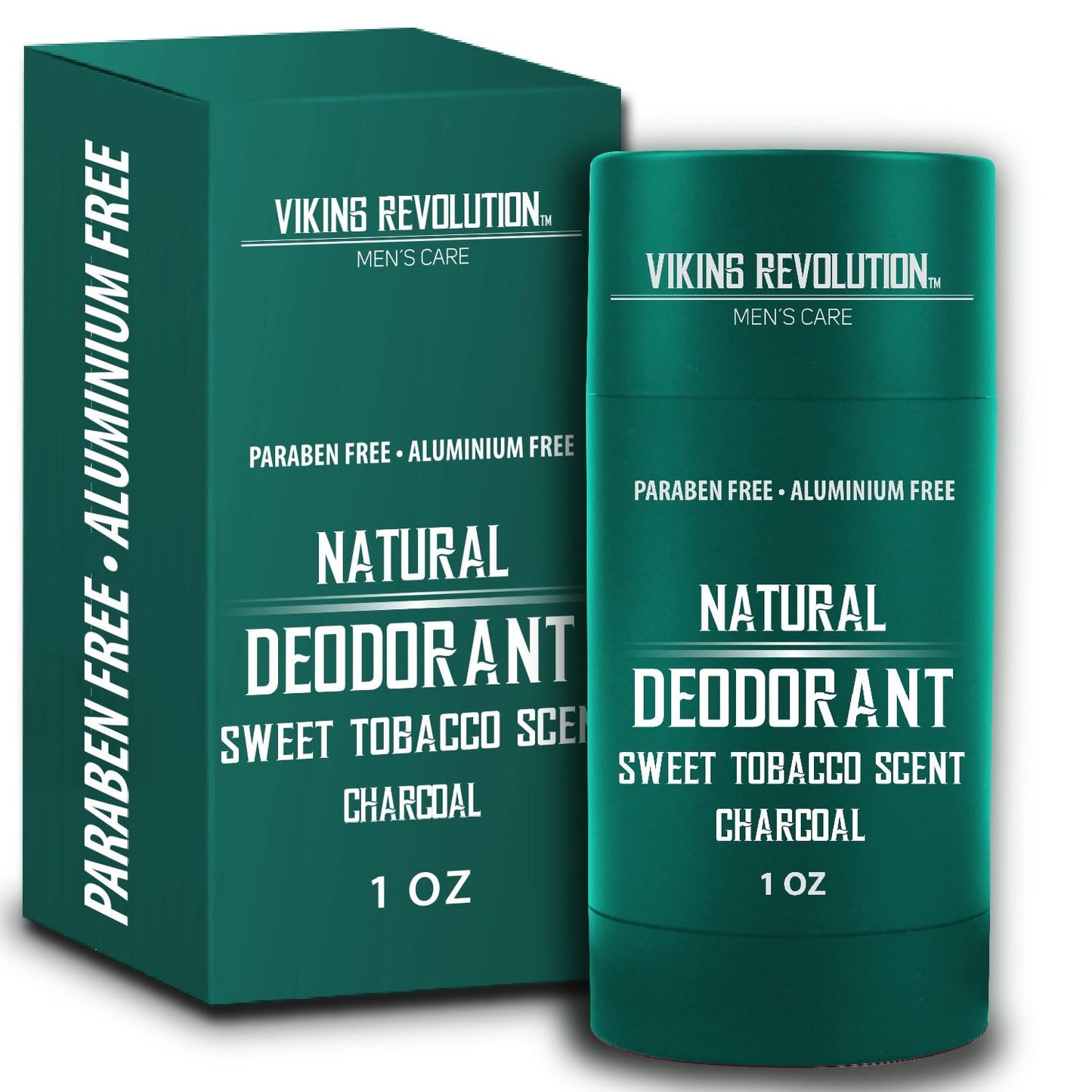 Viking Revolution Sweet Tobacco Deodorant for Men - Natural Deodorant for Men Charcoal Deodorant Men with Shea Butter, Coconut Oil, Baking Soda, Beeswax - Mens Deodorant Aluminum Free (1oz)