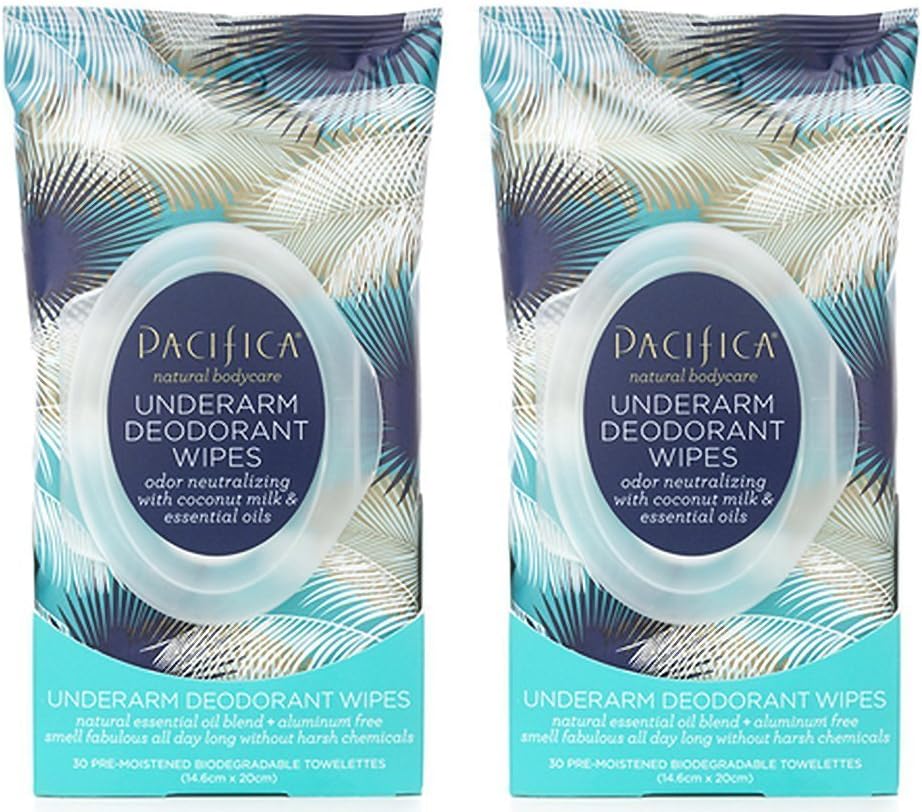 Pacifica Underarm Deodorant Wipes, 30 Ct Package (2 PACK)