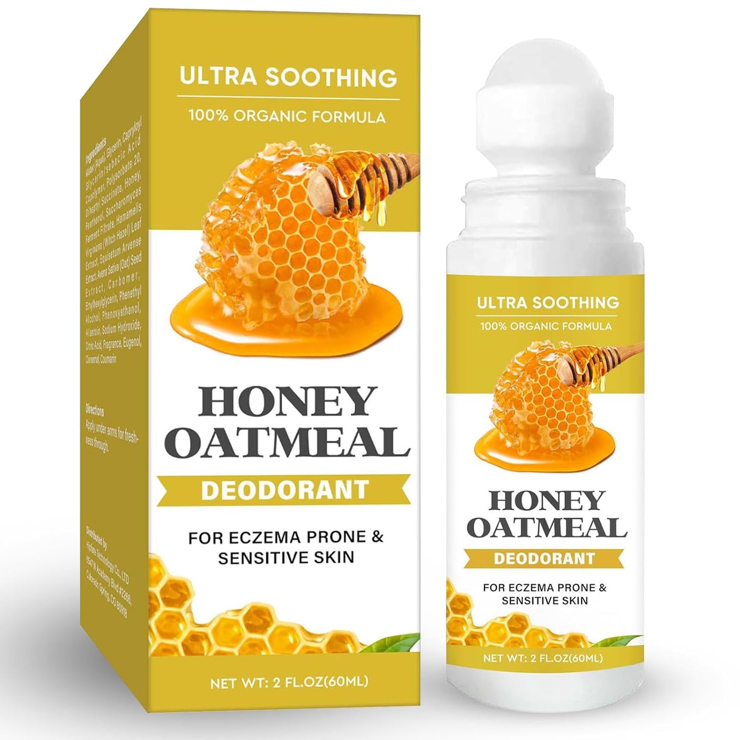 Honey Oatmeal Deodorant,Honey Body Deodorant, Deodorant Roll-On for Women & Men, 60ml
