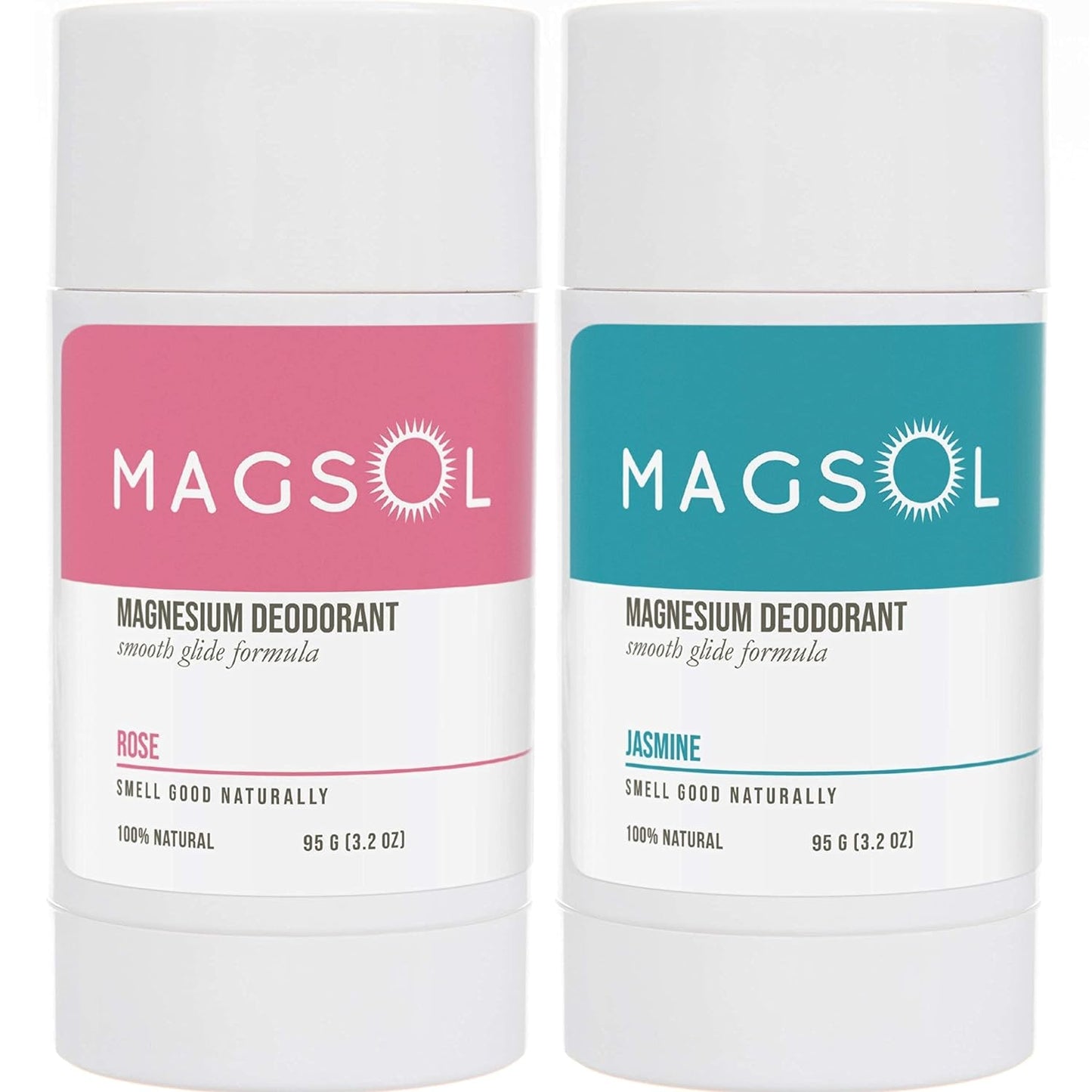 MagSol Organics Natural Deodorant for Women & Men - Rose & Jasmine Scent, Aluminum Free, Baking Soda Free, Perfect for Ultra Sensitive Skin