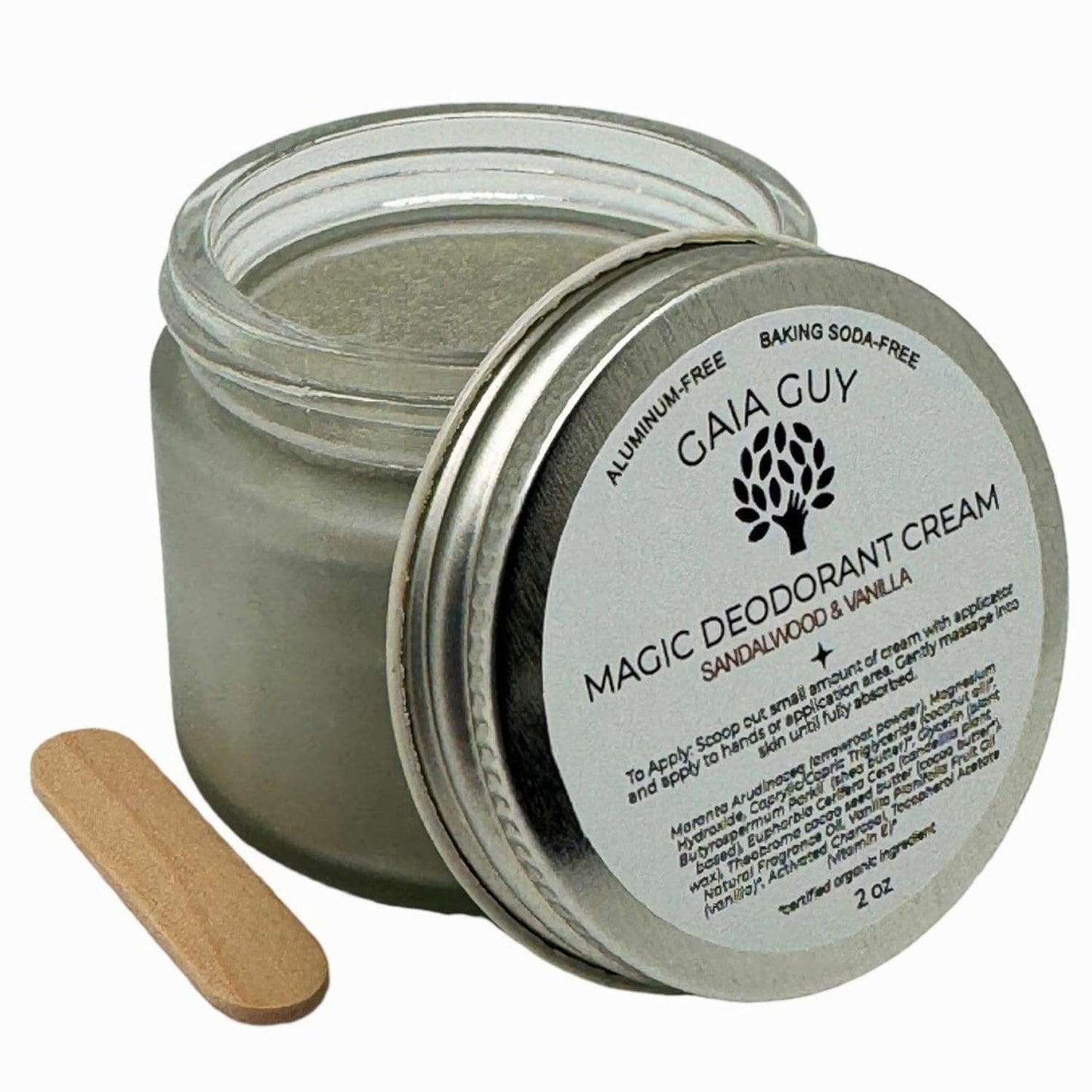 Gaia Guy's Lavender and Vanilla Cream Deodorant - Aluminum Free Natural Deodorant for Women and Men, 2 oz Glass Jar, Plastic-Free, Baking Soda Free, Formulated with Magnesium For Sensitive Skin
