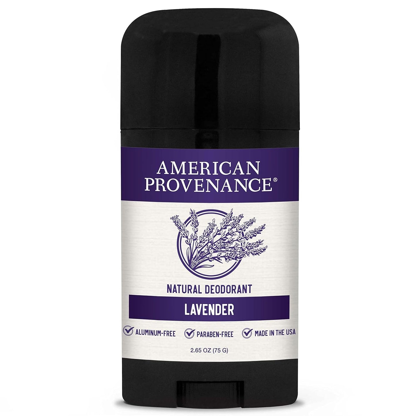 American Provenance All Natural Deodorant for Men and Women - Aluminum Free Deodorant that Lasts All Day - Made in the USA with Essential Oils & Cruelty Free - Lavender (1 Pack)