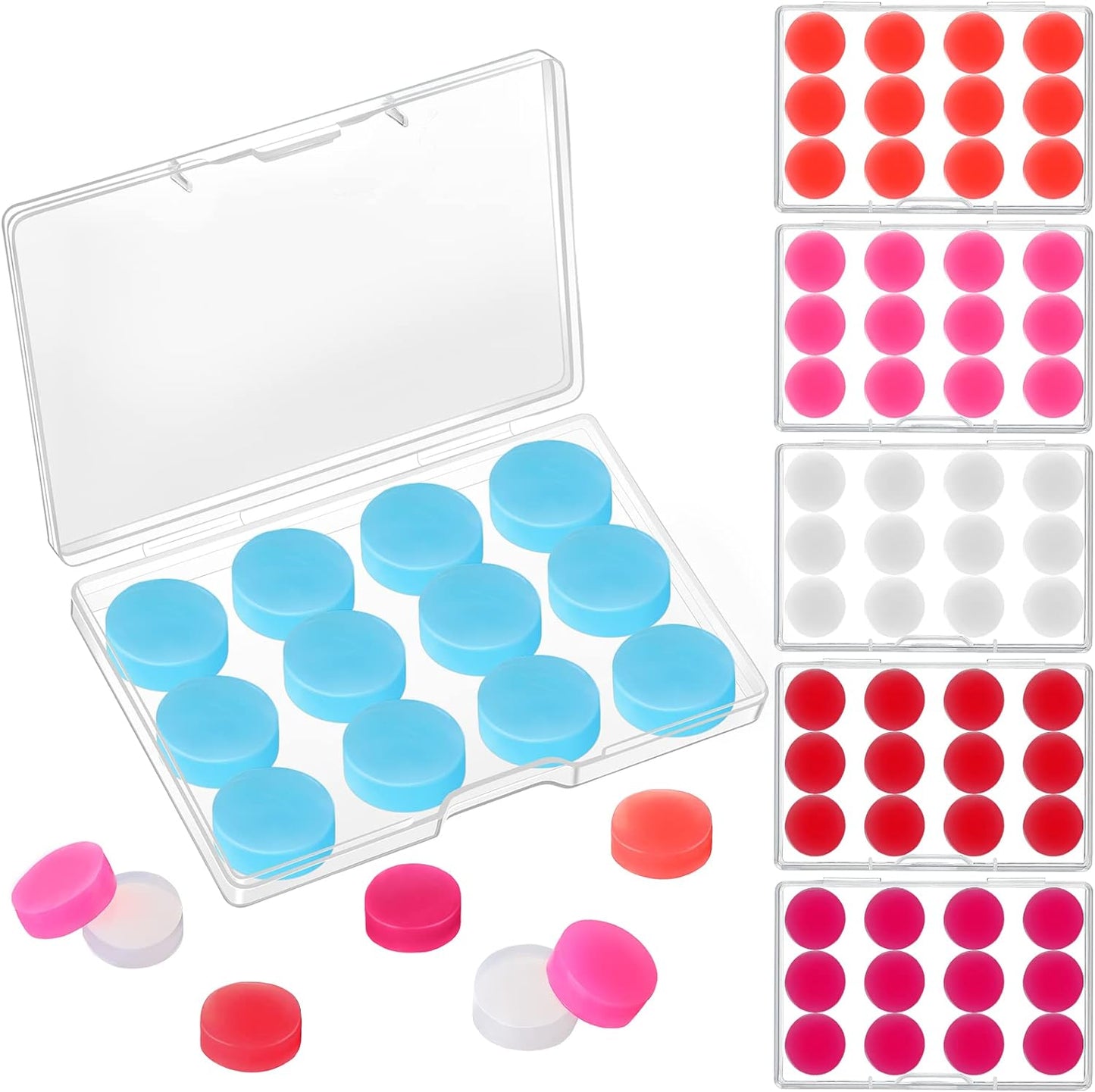 72 Pairs Soft Silicone Ear Plugs Moldable Putty Wax Earplugs Reusable Gel Ear Plugs for Sleeping Swimming Snoring Studying Noise Cancelling, 6 Colors