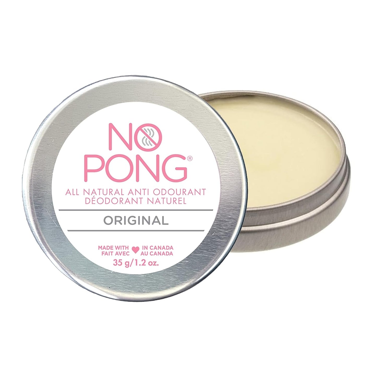 No Pong - Original - All Natural Deodorant, Plastic-Free, Paraben-Free, Aluminum-Free, For Men and Women, 35g cream