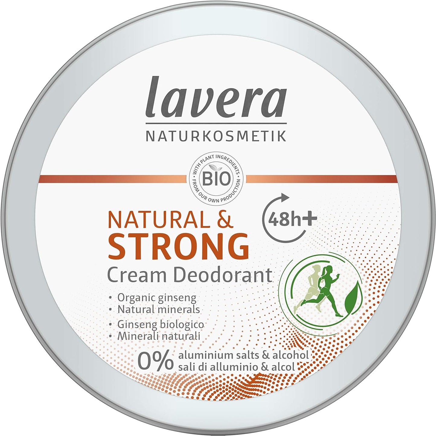 lavera Deo Creme NATURAL & STRONG 48+ h - vegan - natural cosmetics - without aluminum - active composition with organic ginseng and natural minerals - 48 hours protection - 50 ml