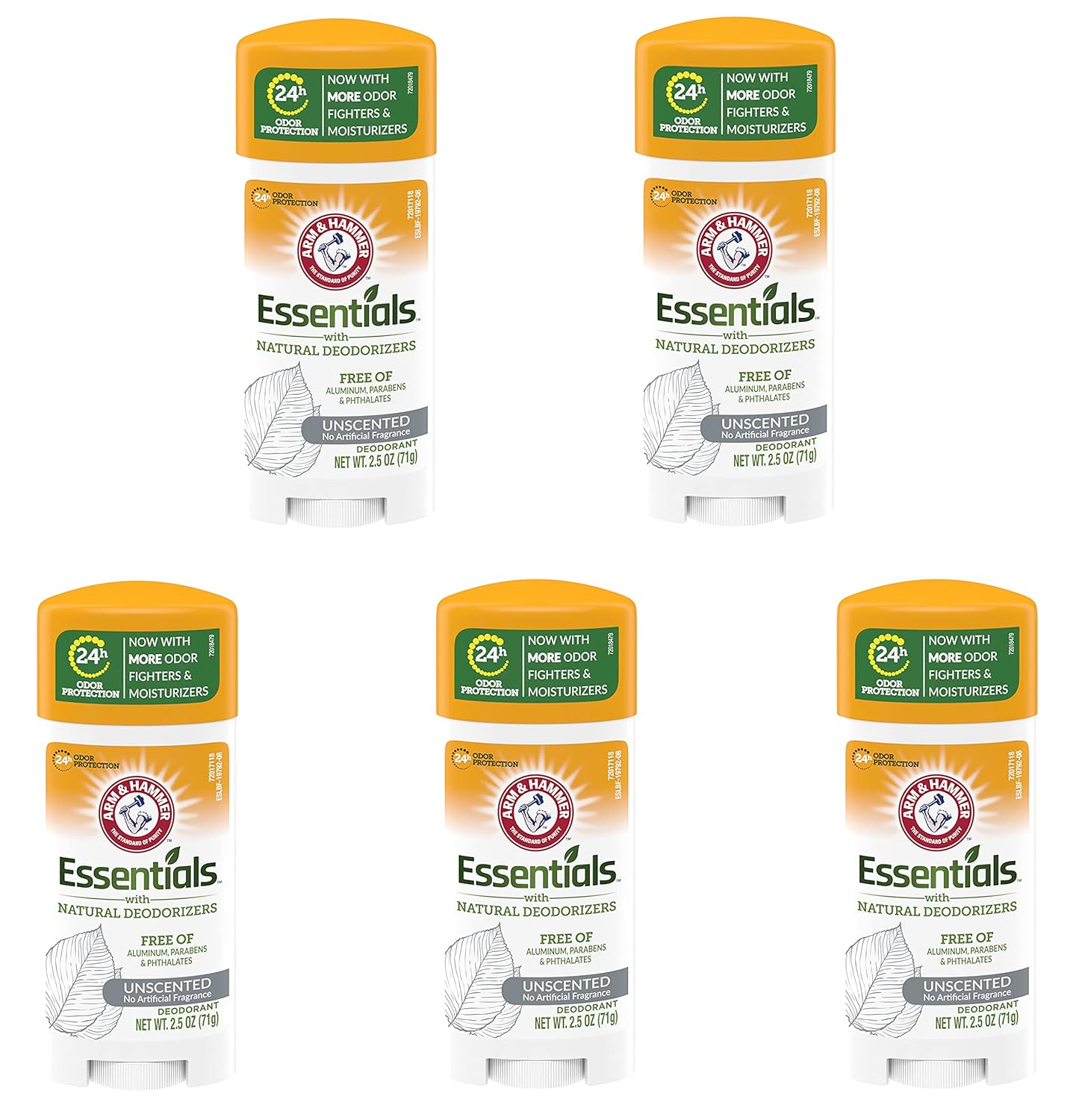 Arm & Hammer Essentials Deodorant with Natural Deodorizers, Unscented - Buy Packs and SAVE (Pack of 5)