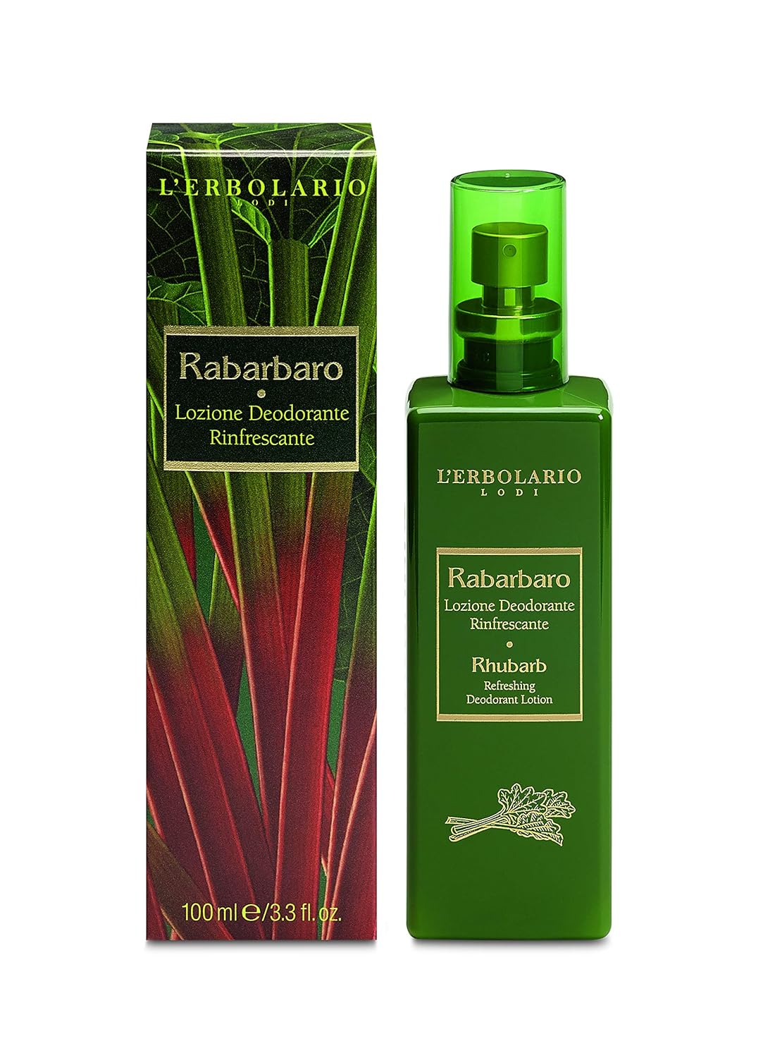 L'Erbolario Rhubarb Refreshing Deodorant Lotion Spray - Invigorating Fragrance - Perfect For Women And Men - Highly Effective And Ensures Long-Lasting Feeling Of Freshness - Neutralizes Odors - 3.4 Oz
