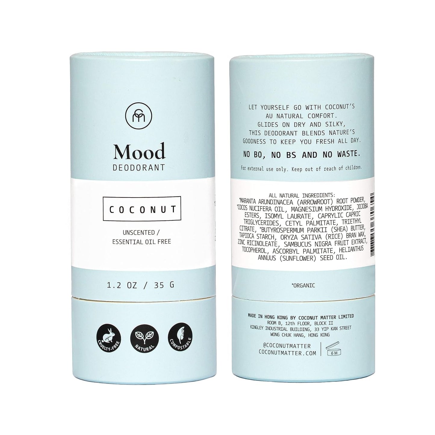 Coconut Matter All Natural Deodorant for Women and Men – Unscented Deodorant Aluminum Free and Natural – Zero Waste Deodorant with Coconut Oil, Vegan deodorant COCONUT