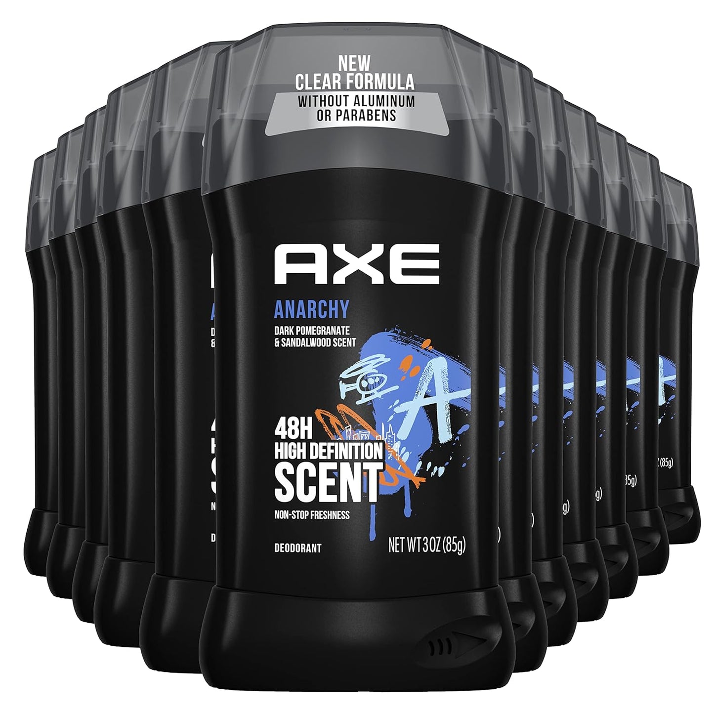 AXE Aluminum Free Deodorant Stick For Men Odor Protection For Long Lasting Freshness, Anarchy Dark Pomegranate & Sandalwood Men's Deodorant, Formulated Without Aluminum 3oz 12 count
