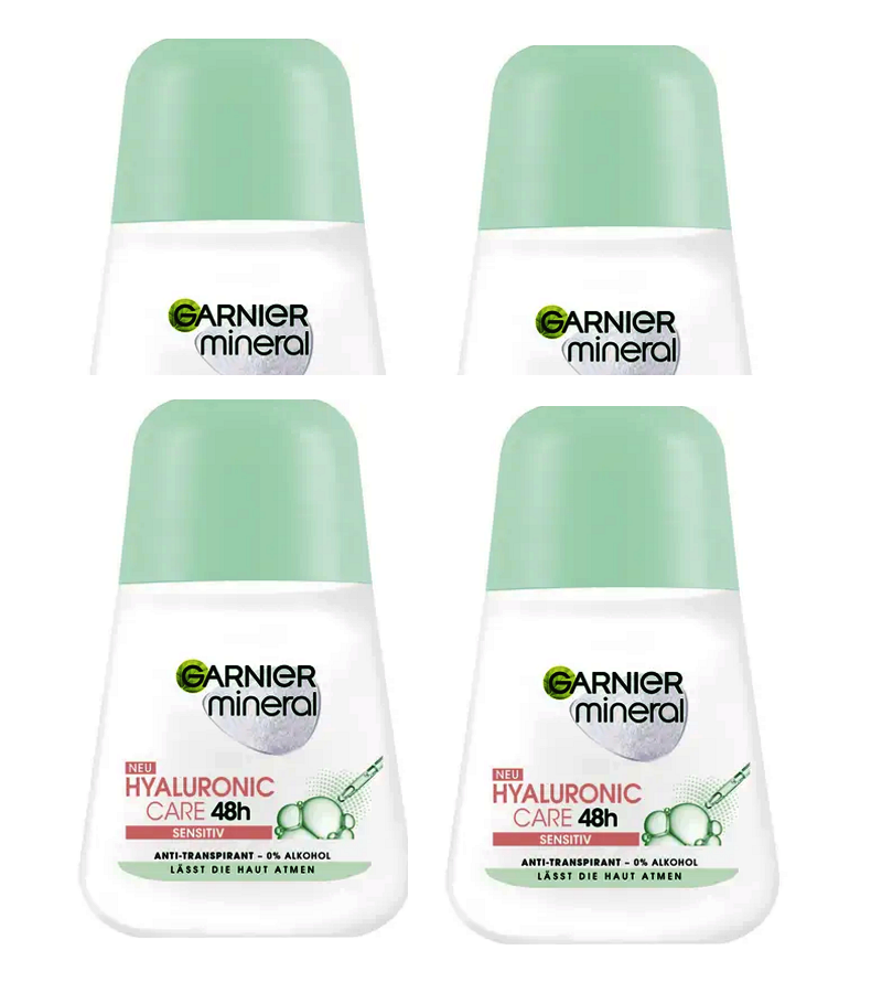 4xPack Garnier Mineral Deodorant Roller Hyaluronic Care - 200 ml