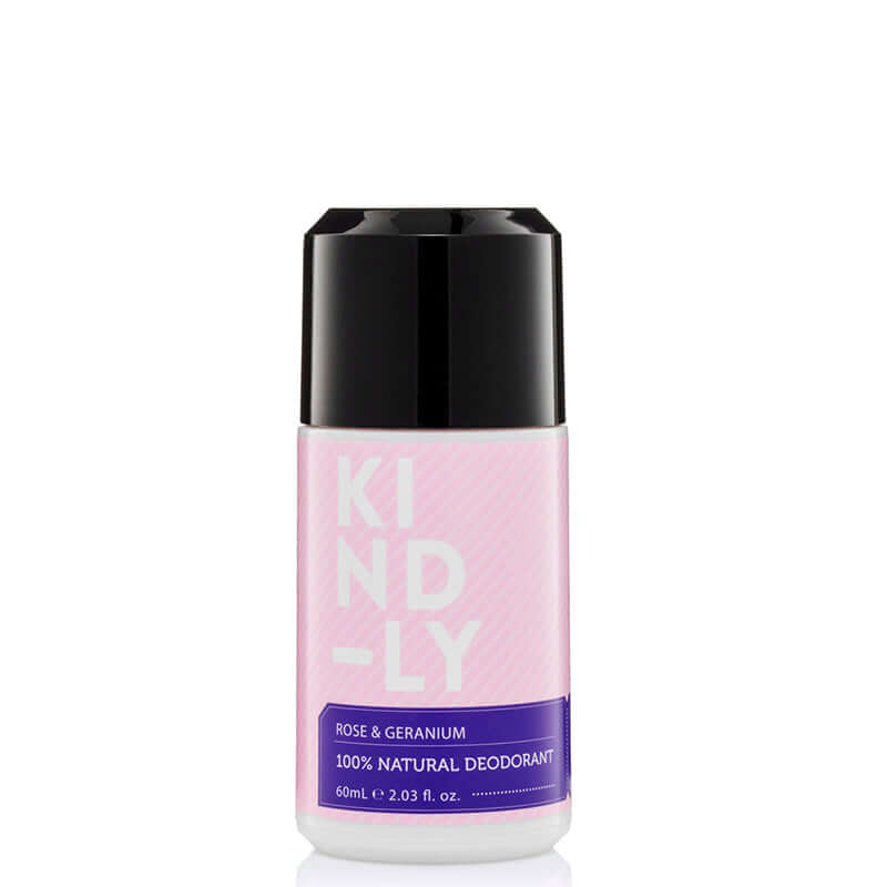 KIND-LY 100% Natural Deodorant Roll-On - Rose & Geranium