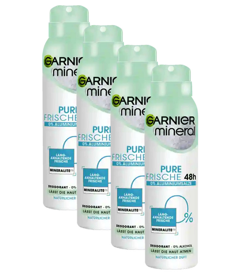 4xPack Garnier Pure Freshness Natural 48h Deodorant Spray - 600 ml