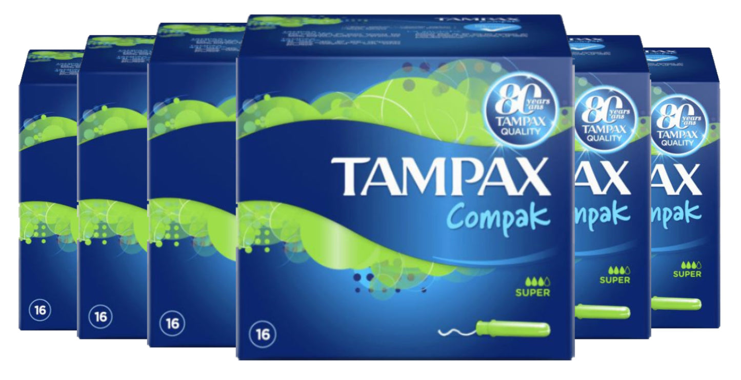 Tampax Compak Super - 16 Ct Each - 6 Pack