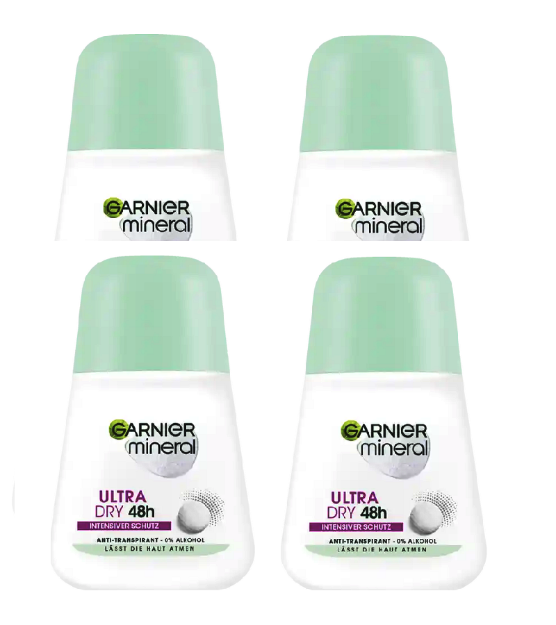 4xPack Garnier Mineral Deodorant Roll-on Ultra Dry - 200 ml