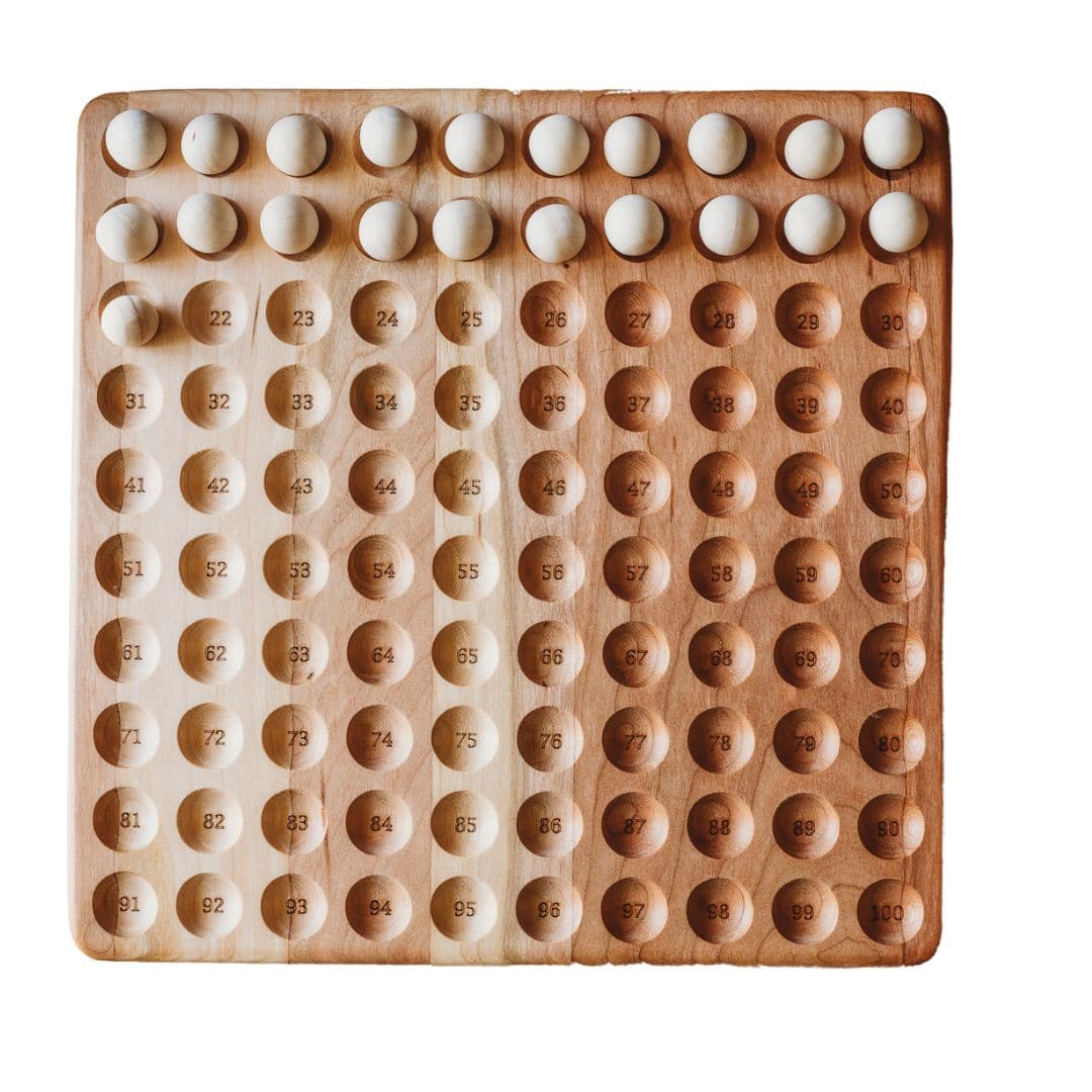Montessori Wooden 100 Counting Board with Wood Balls