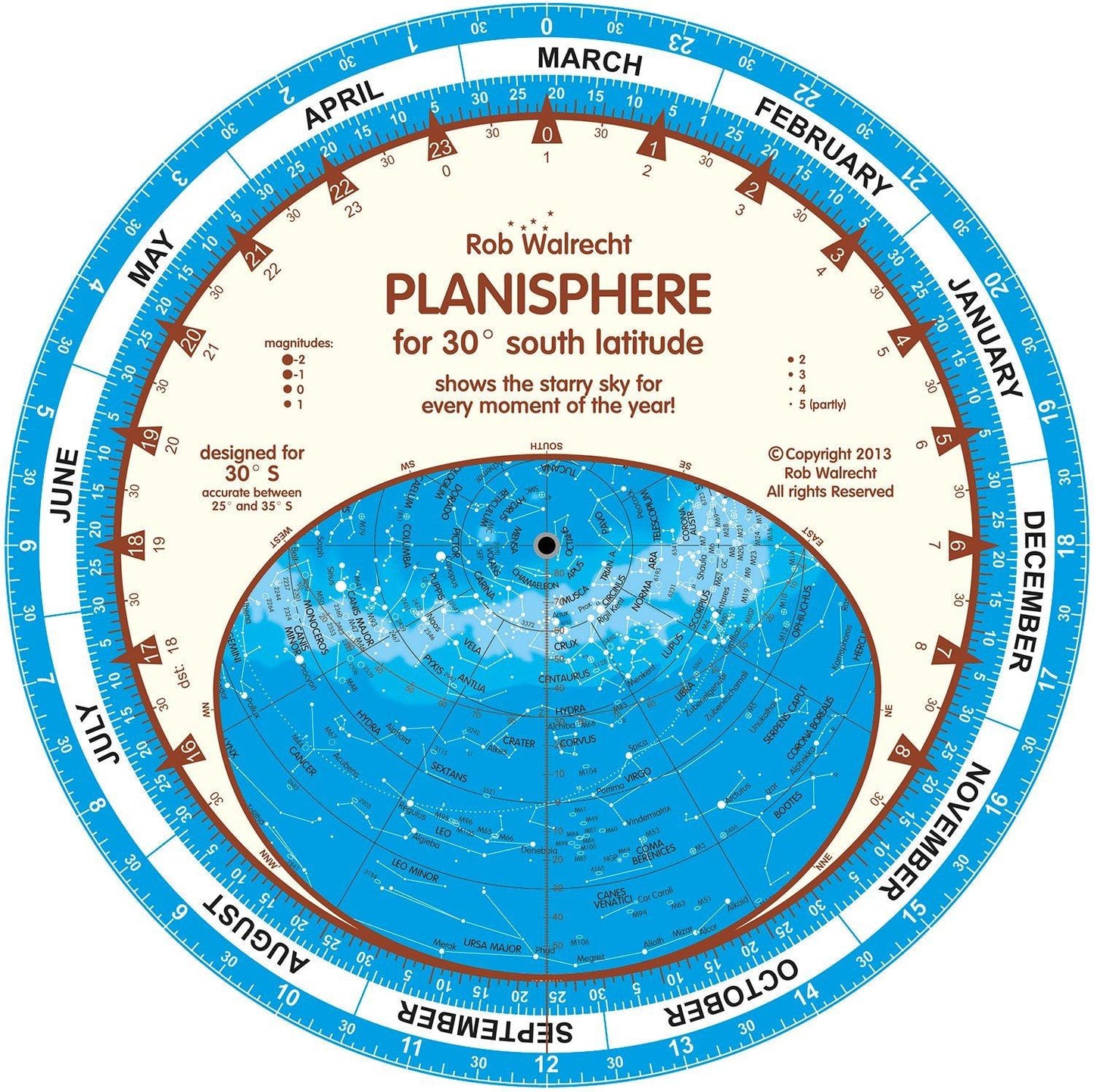 Planisphere for 30° S