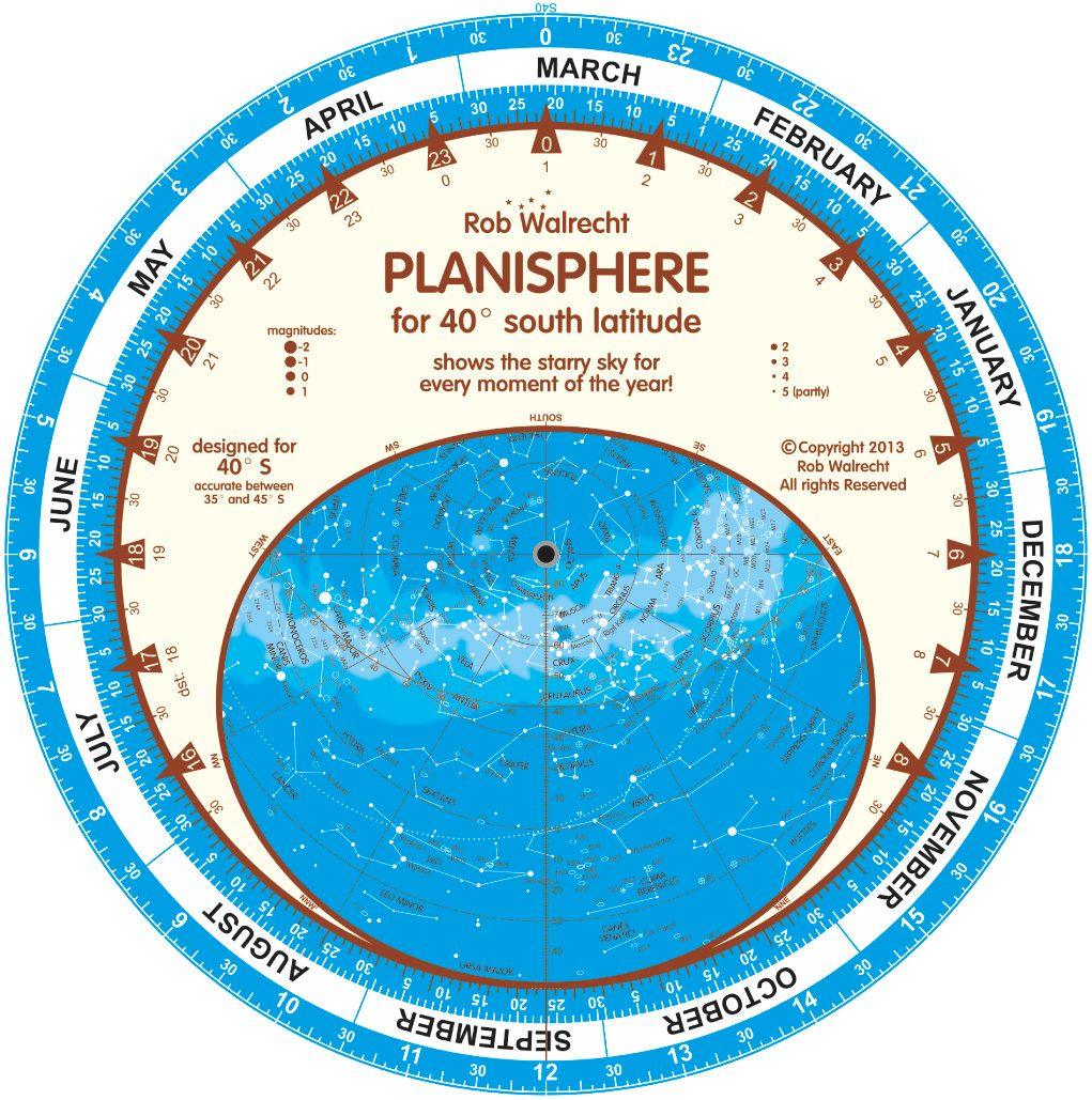 Planisphere for 40° S