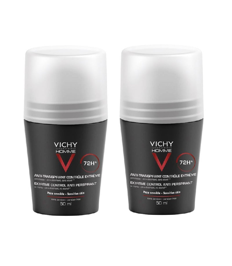 2xPack VICHY Homme Antiperspirant 72H Deodorant Roll on - 100 ml